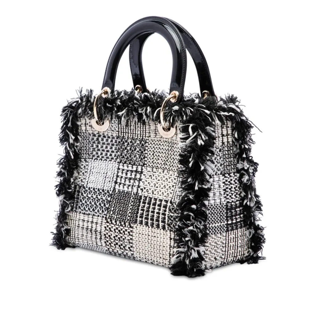 Dior Medium Tweed Fringe Lady Dior Black Tweed Very good - Back View