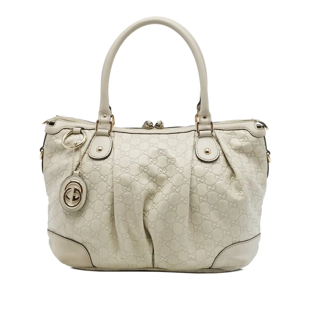 Gucci Guccissima Sukey Satchel White Leather Very good - Front View