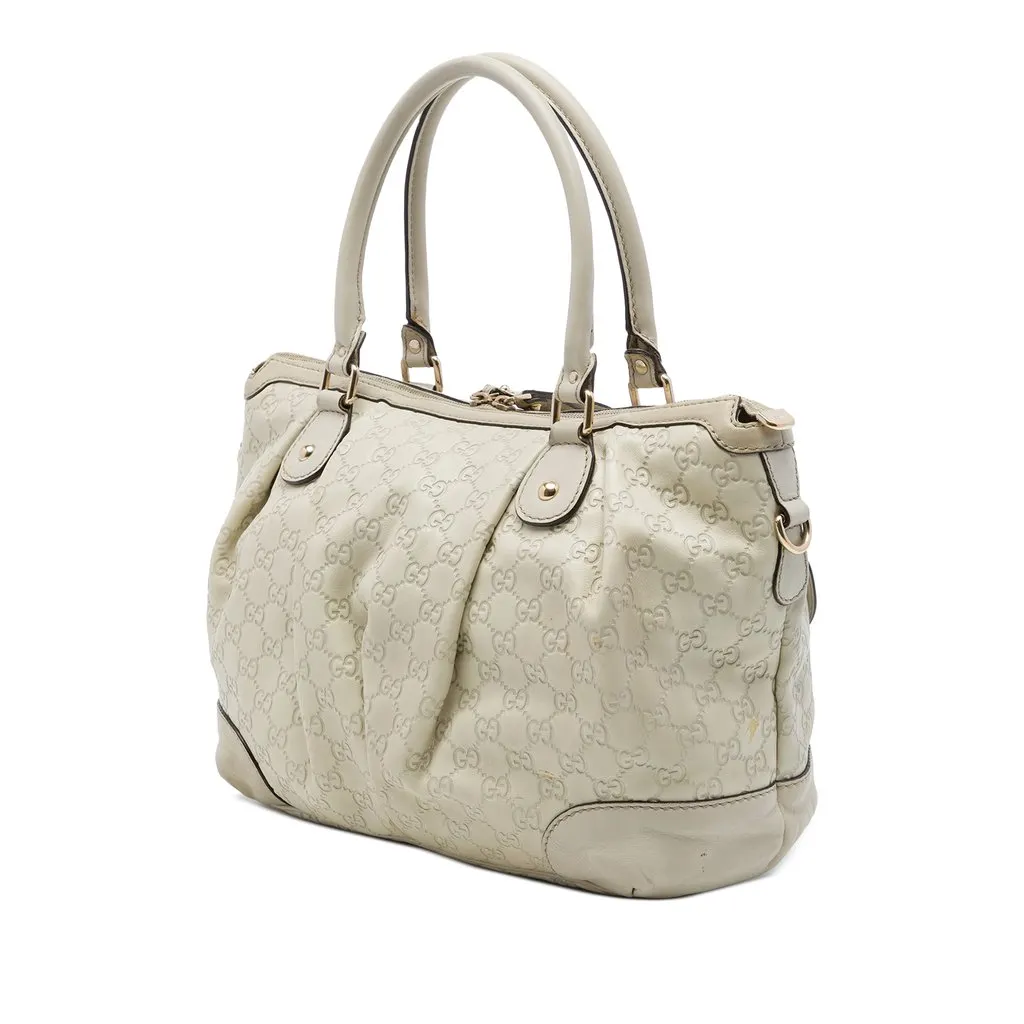 Gucci Guccissima Sukey Satchel White Leather Very good - Back View
