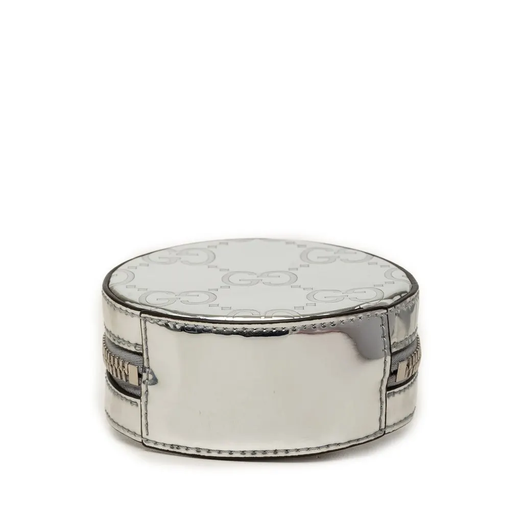 Gucci Guccissima Mirror Effect Round Coin Purse Silver Leather Very good - Inside View