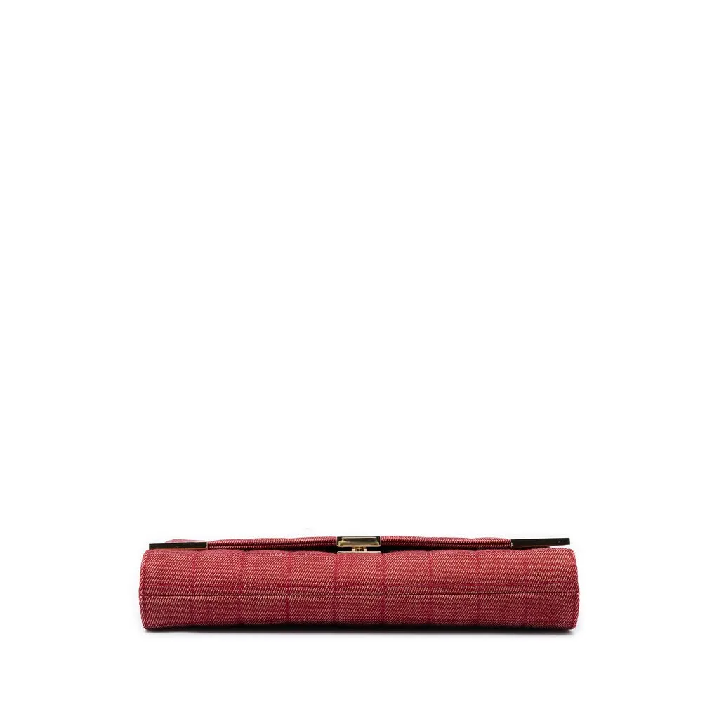 Chanel CC Chocolate Bar Denim Chain Flap Red Very good - Inside View