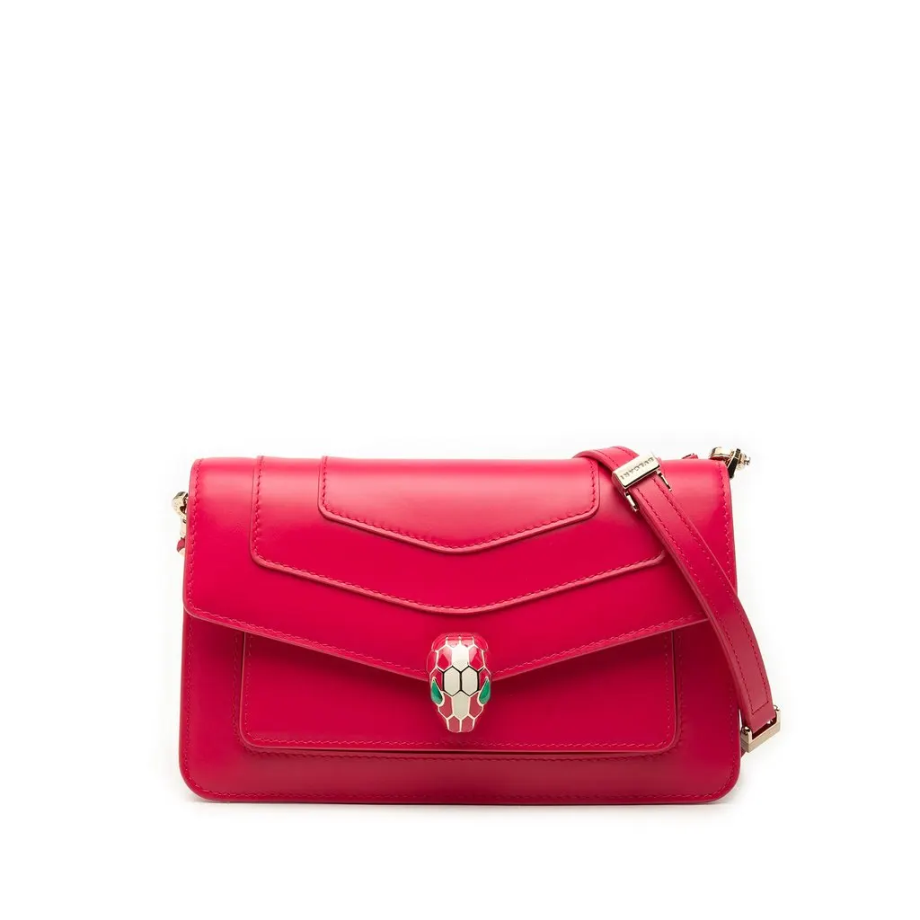 Bvlgari Calfskin Serpenti Forever East West Shoulder Bag Pink Leather Very good - Front View