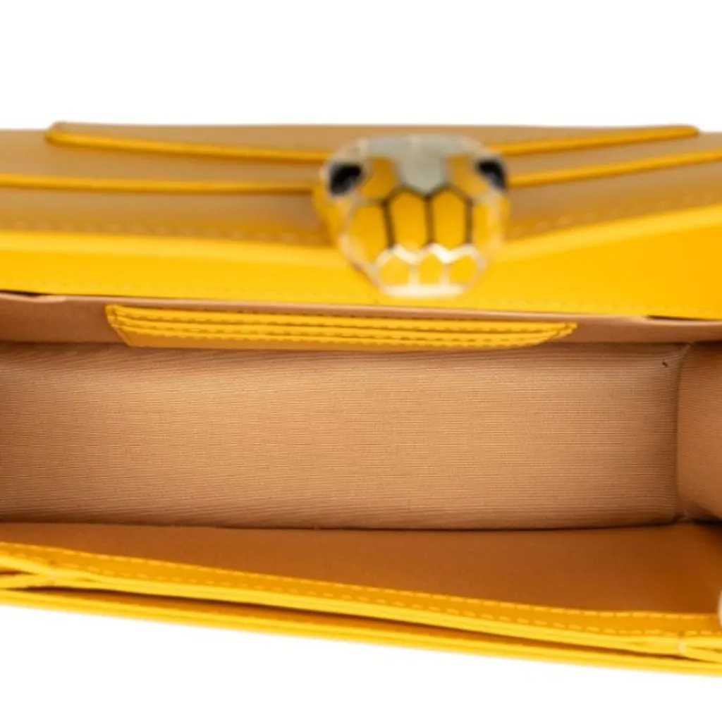 Bvlgari Calfskin Serpenti Forever East West Shoulder Bag Yellow Leather Very good - Model View