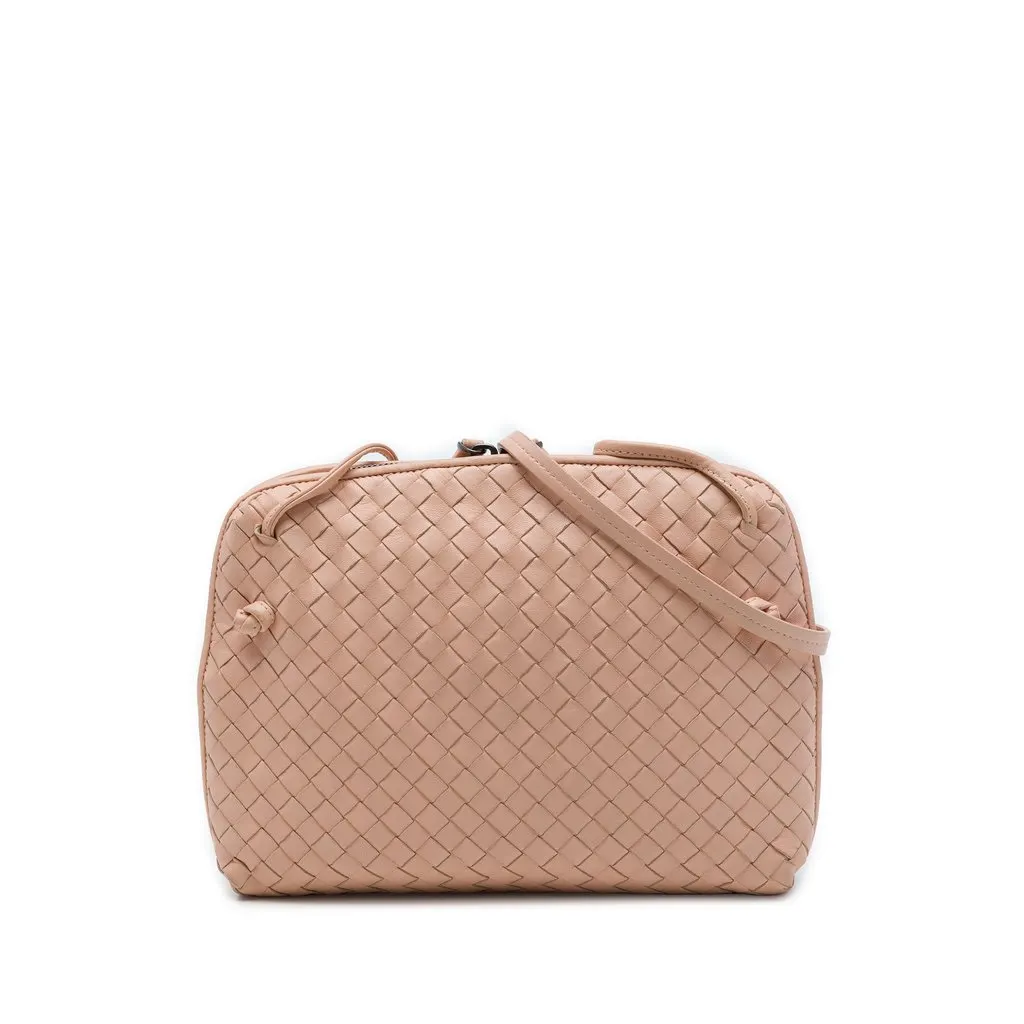 Bottega Veneta Nappa Intrecciato Nodini Crossbody Pink Leather Very good - Front View