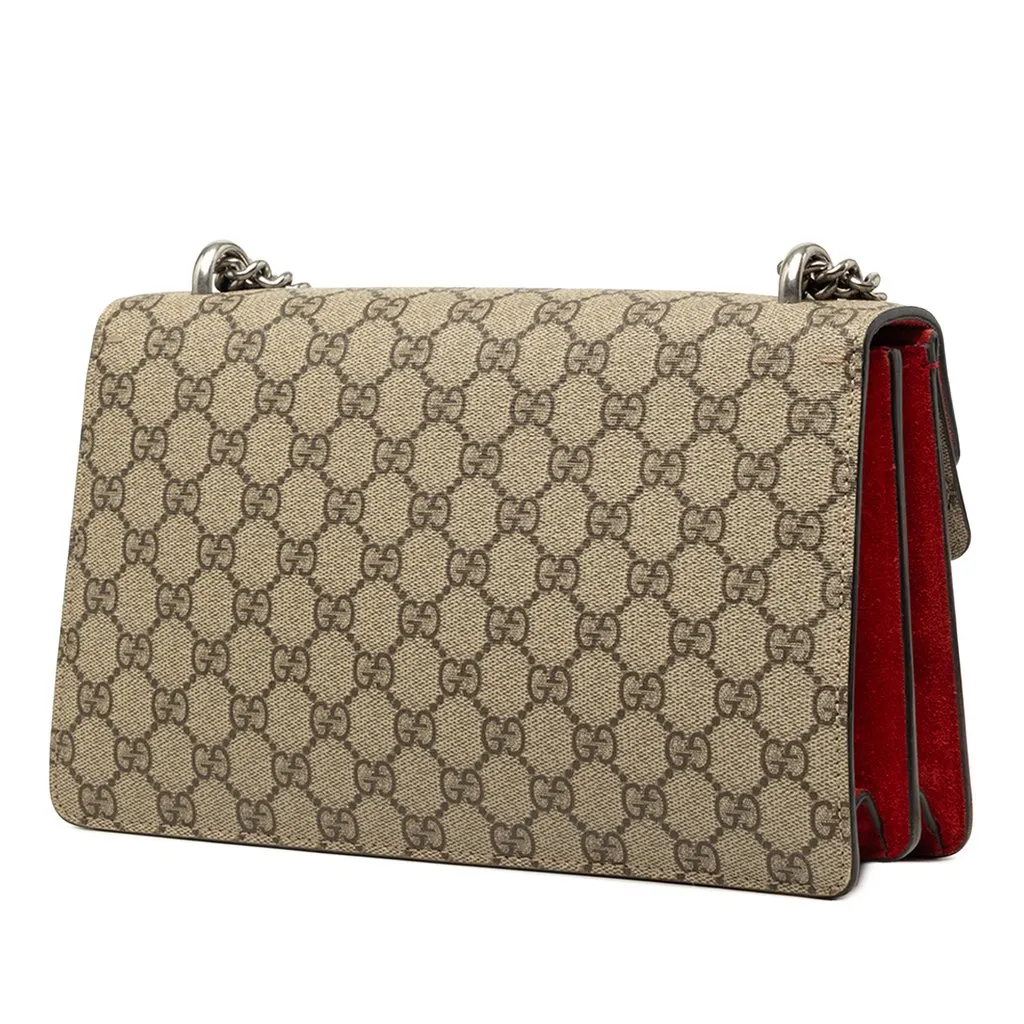 Gucci Medium GG Supreme Dionysus Shoulder Bag Beige Canvas Good - Back View