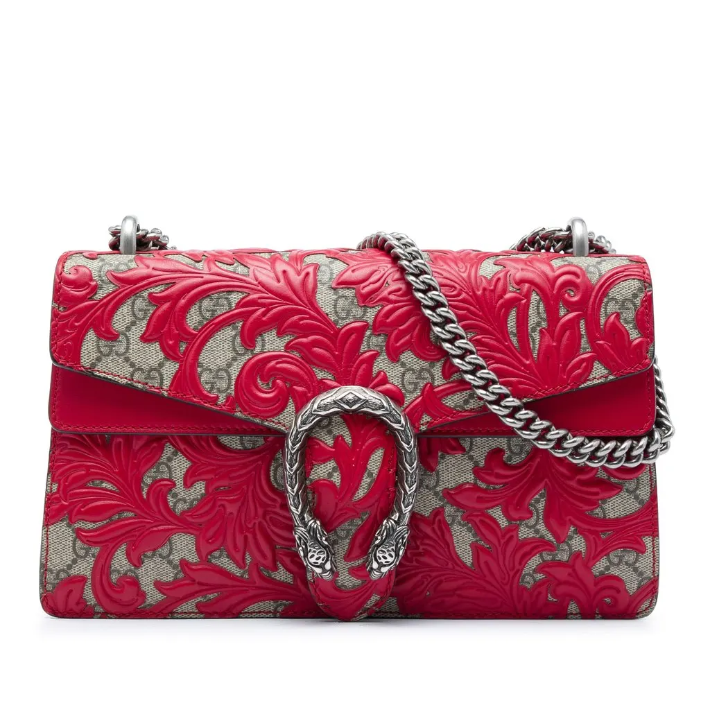 Gucci Medium GG Supreme Arabesque Dionysus Shoulder Bag Red Very good - Front View