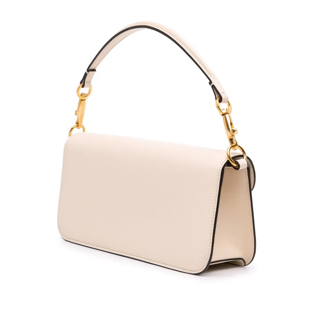 Valentino Medium Calfskin VLogo Loco Satchel White Leather Very good - Back View