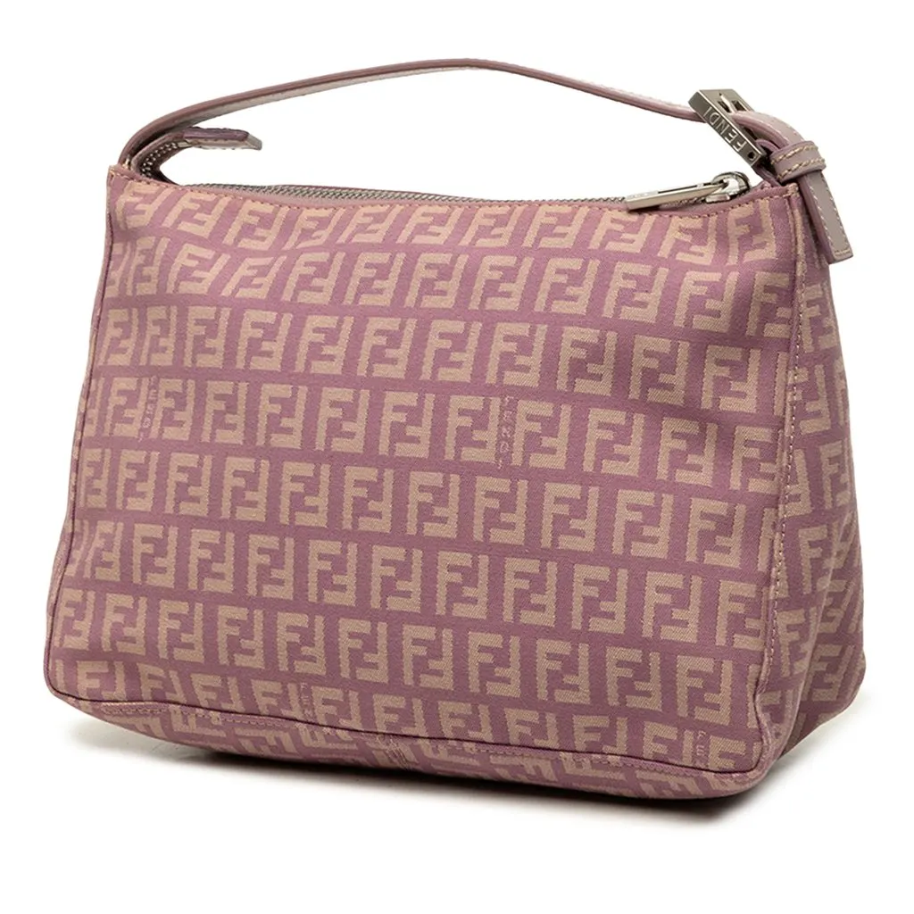 Fendi Zucchino Canvas Handbag Pink Very good - Back View