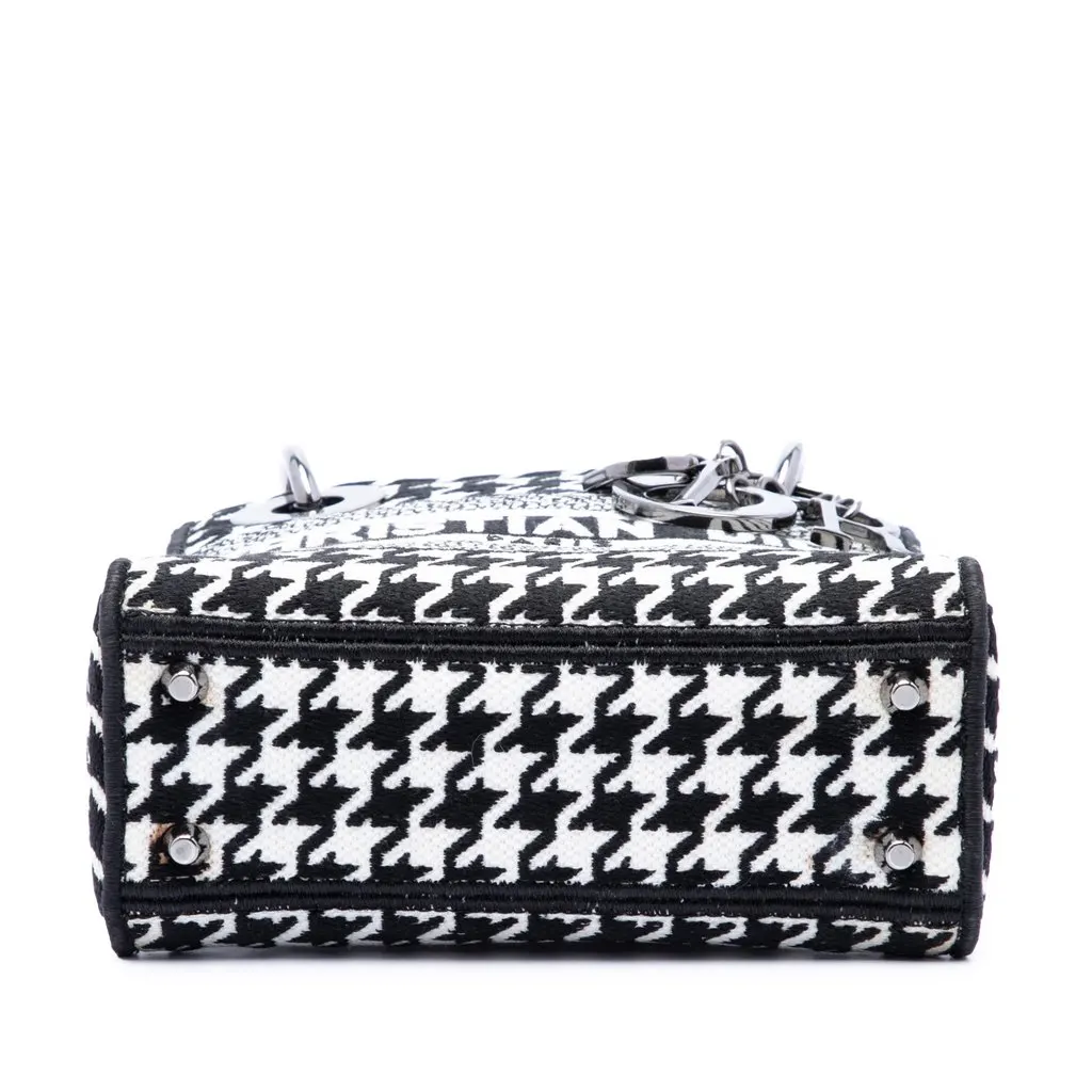Dior Mini Embroidered Canvas Houndstooth Lady D Lite White Very good - Inside View