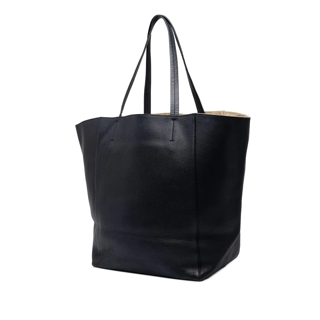 Celine Grained Calfskin Horizontal Cabas Tote Black Leather Very good - Back View
