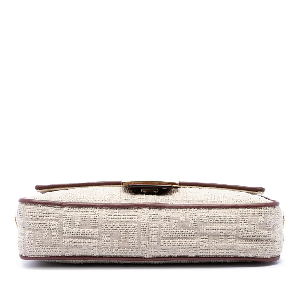 Fendi Zucca Embroidered Canvas Baguette Satchel Beige Very good - Inside View