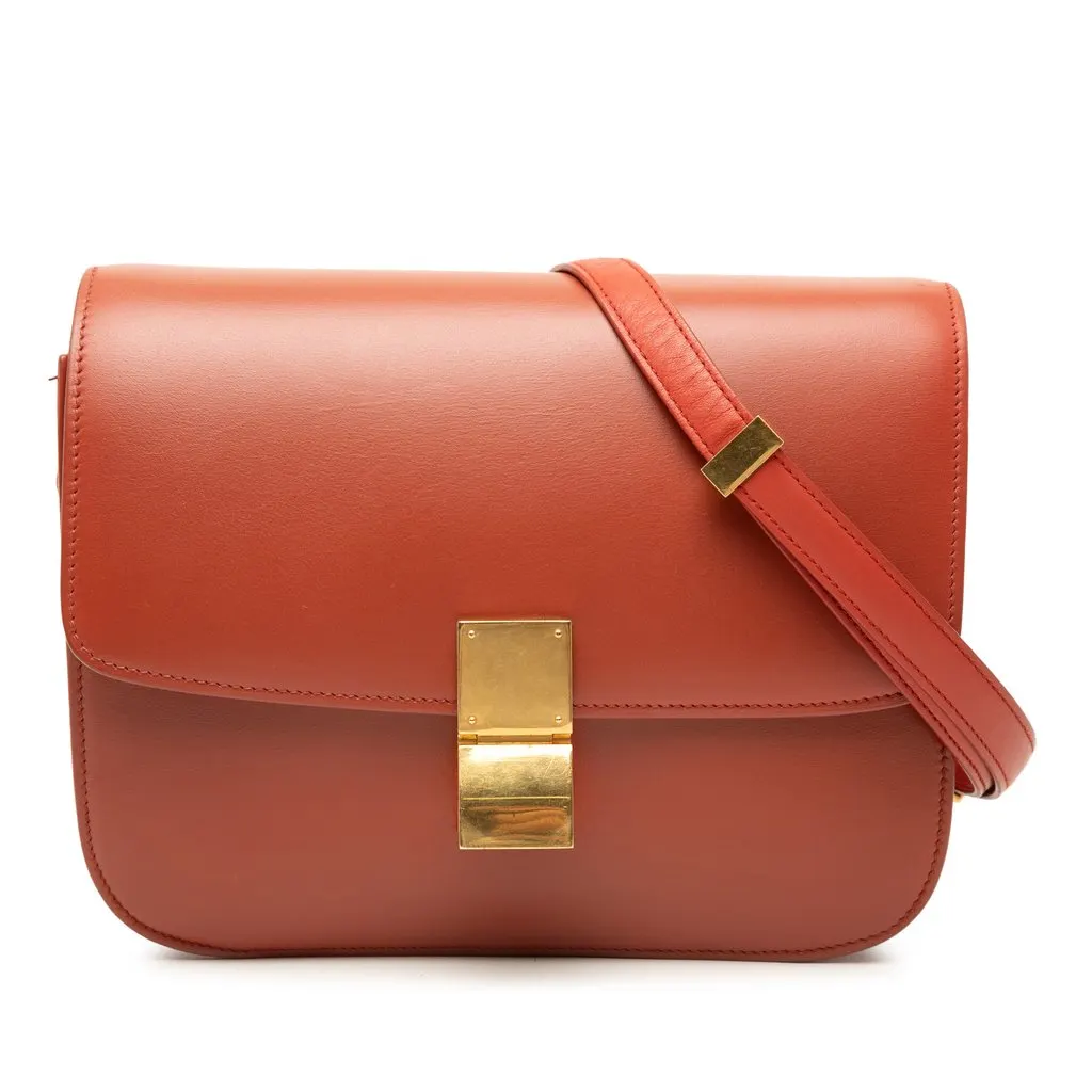 Celine Medium Calfskin Classic Box Orange Leather Very good - Front View
