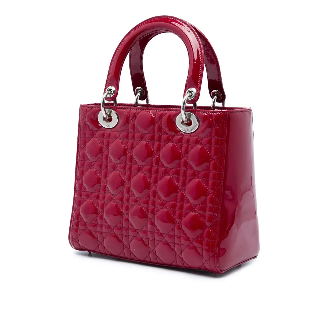 Dior Medium Patent Cannage Lady Dior Red Leather Very good - Back View