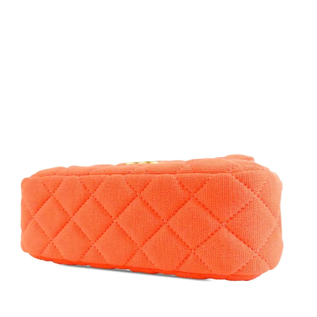 Chanel Small Quilted Jersey Wavy CC Hobo Orange Very good - Inside View