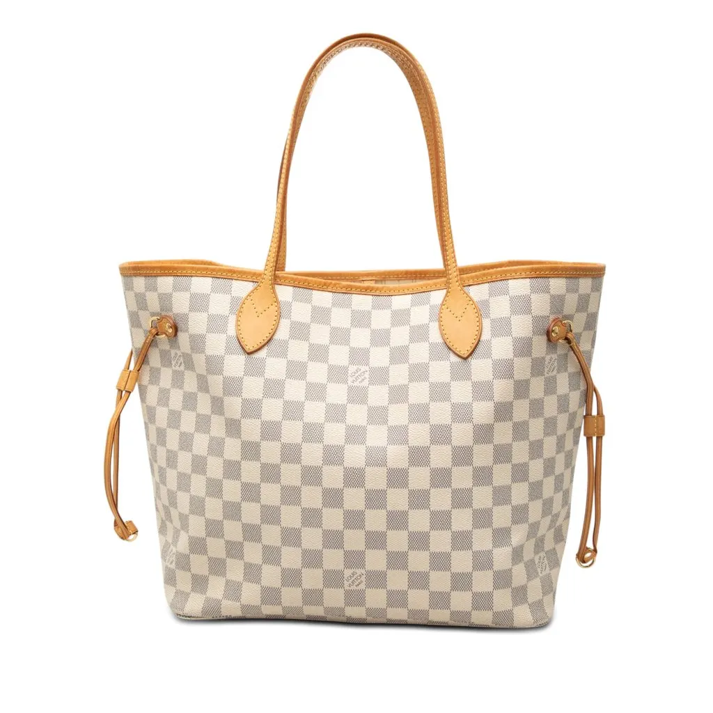 Louis Vuitton Damier Azur Neverfull MM White Very good - Front View
