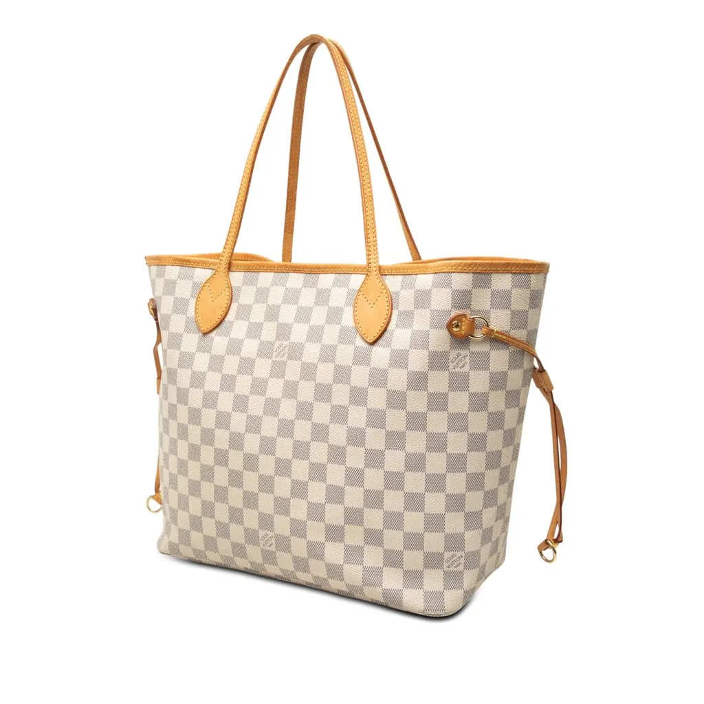 Louis Vuitton Damier Azur Neverfull MM White Very good - Back View