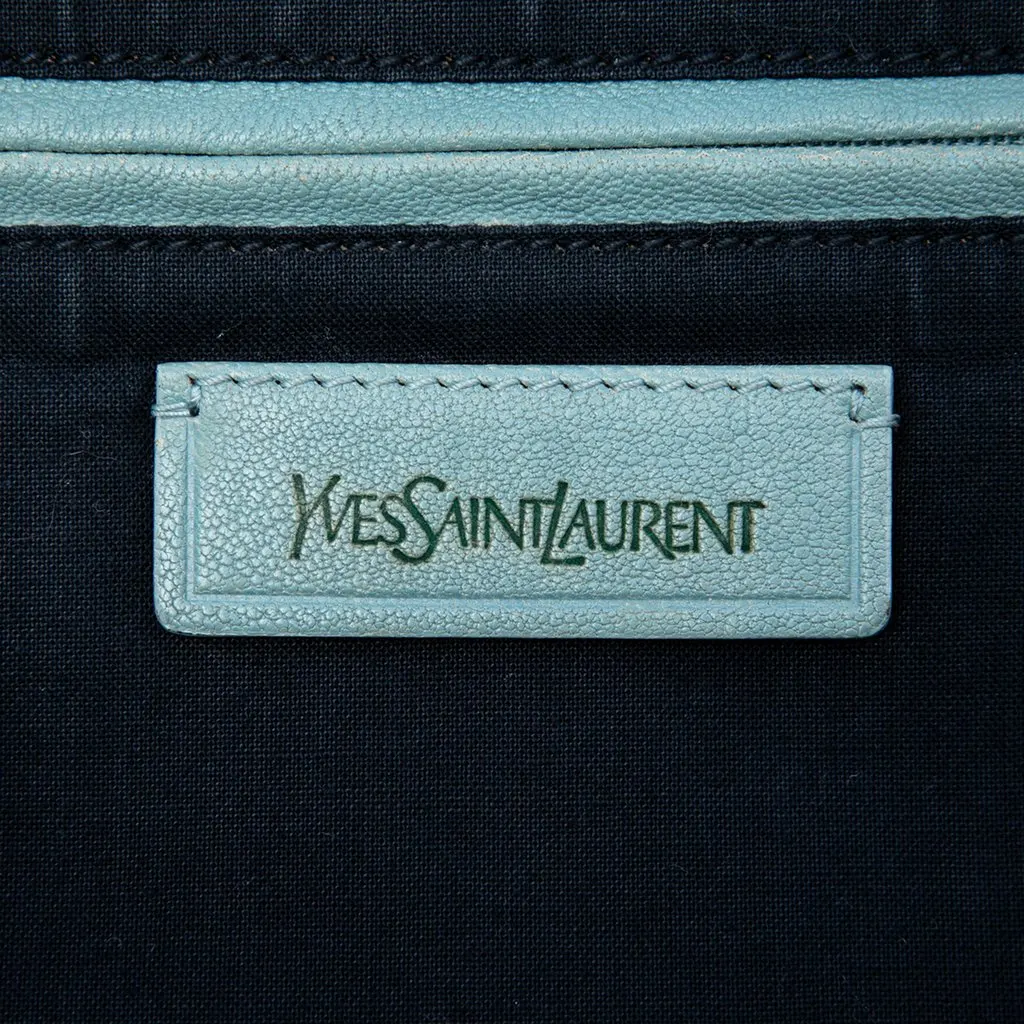Saint Laurent Large Leather Cabas Chyc Satchel Blue Leather Very good - Box View
