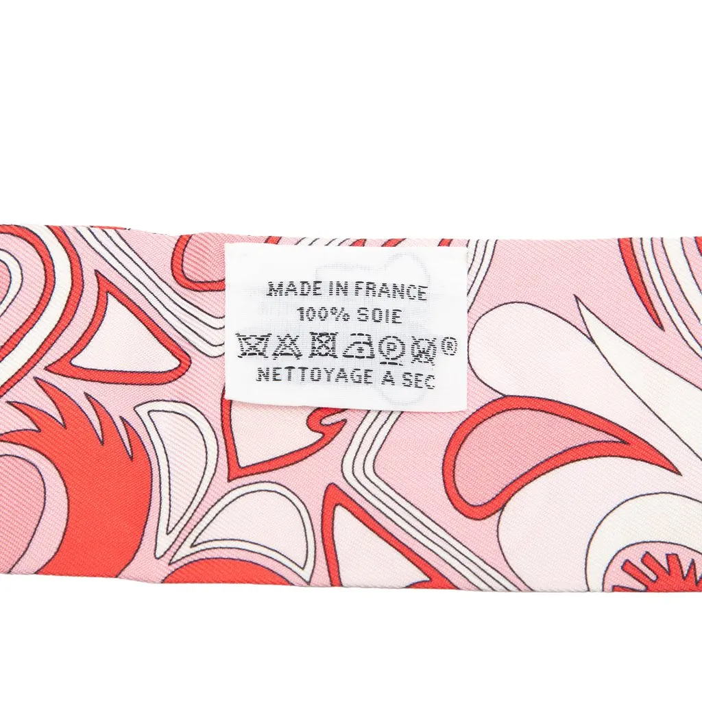 Hermès Folklore Silk Twilly Scarf Pink Very good - Back View