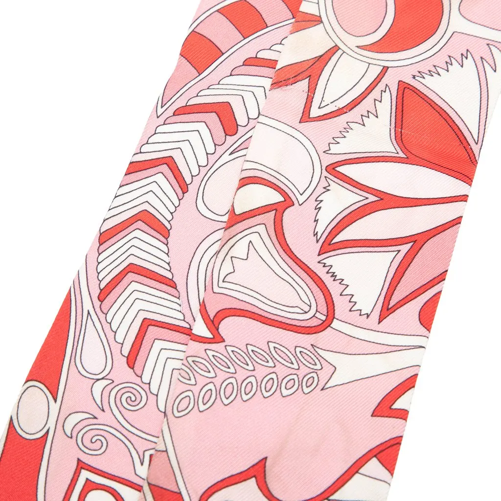 Hermès Folklore Silk Twilly Scarf Pink Very good - Inside View