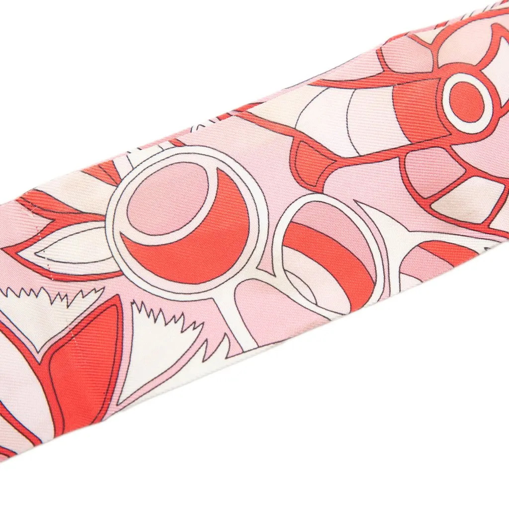 Hermès Folklore Silk Twilly Scarf Pink Very good - Box View