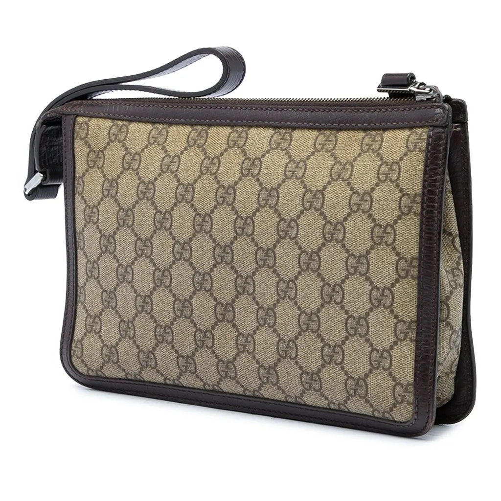 Gucci GG Supreme Clutch Beige Canvas Good - Back View