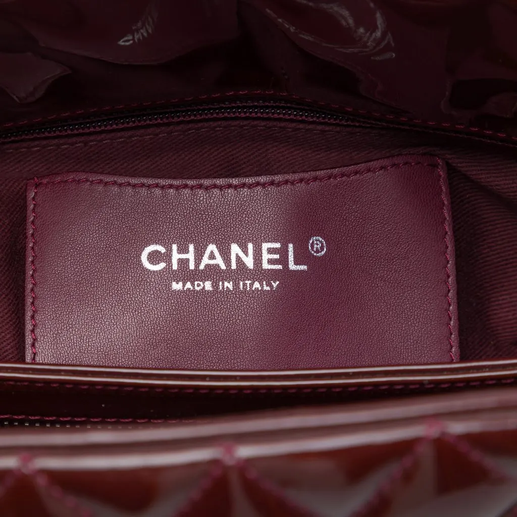 Chanel Medium Quilted Patent Just Mademoiselle Bowling Bag Red Leather Very good - Box View