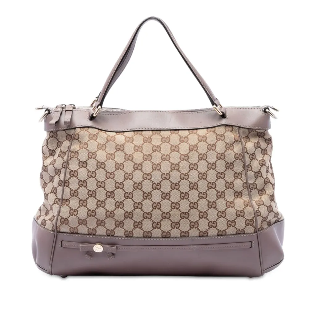 Gucci GG Canvas Mayfair Satchel Beige Canvas Good - Front View