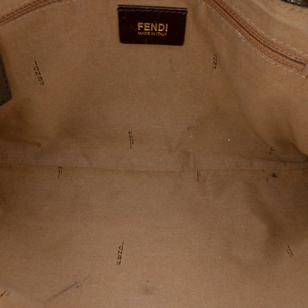Fendi Large Zucca Canvas Glitter Mia Flap Shoulder Bag Brown Very good - Model View