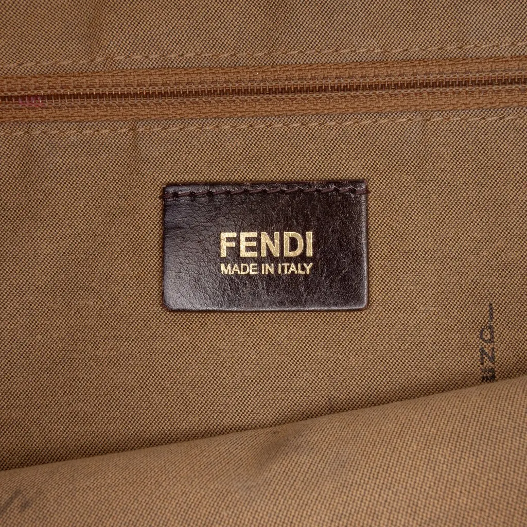 Fendi Large Zucca Canvas Glitter Mia Flap Shoulder Bag Brown Very good - Box View