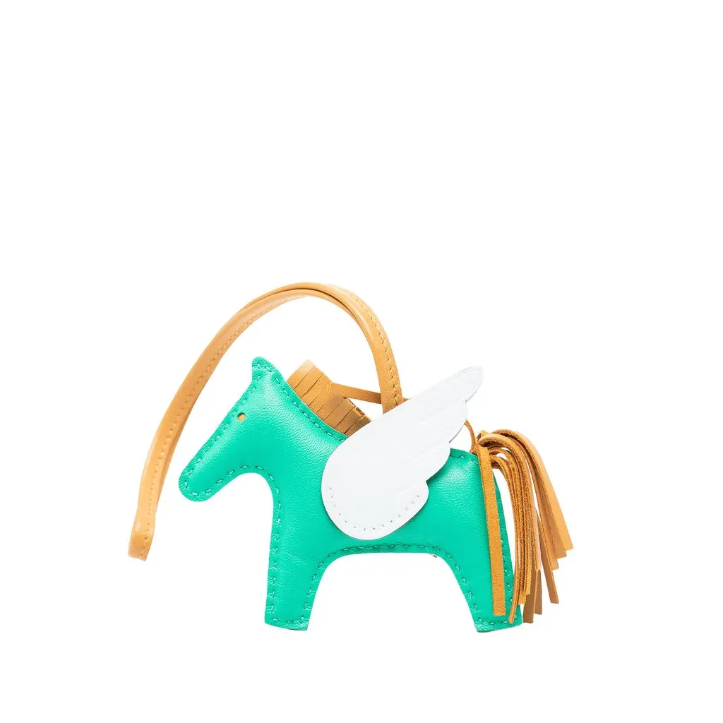 Hermès Milo Lambskin and Swift Grigri Rodeo Pegase Bag Charm PM Green Leather Very good - Front View
