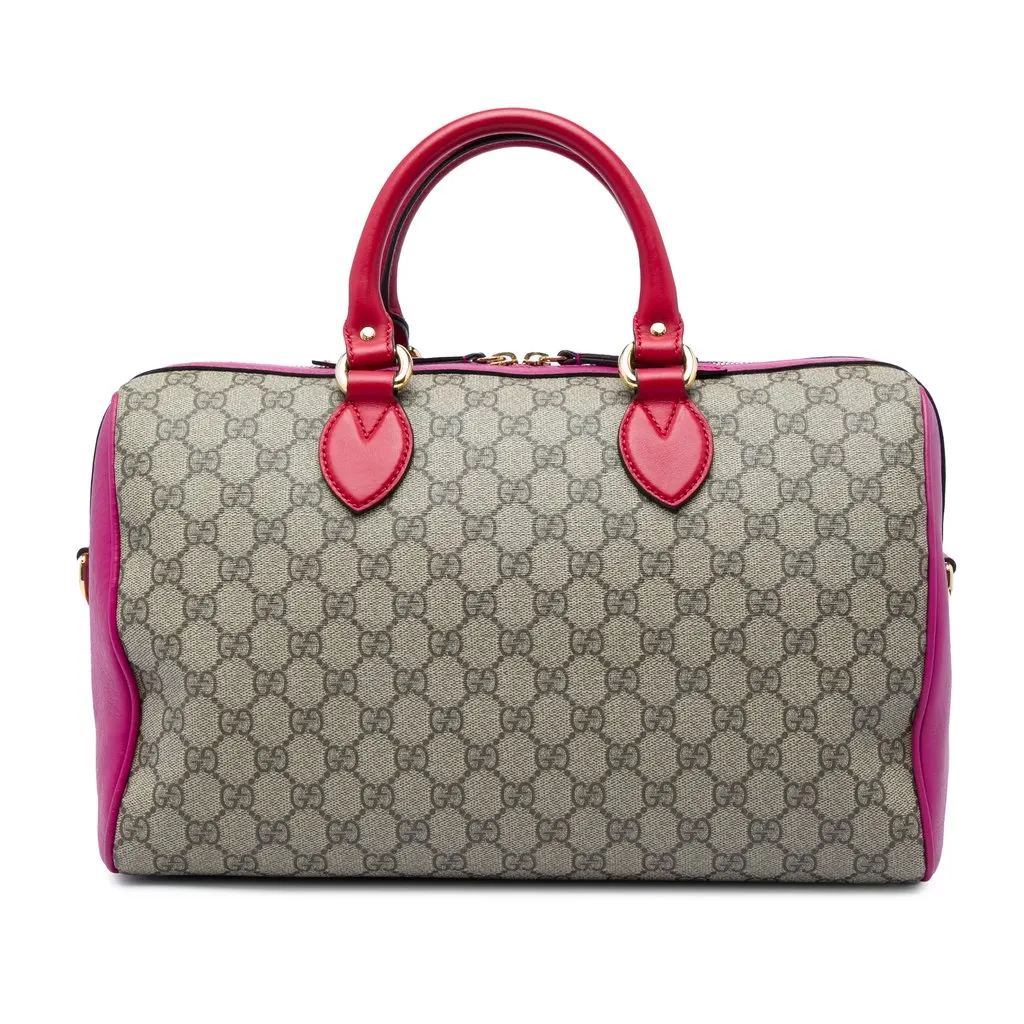 Gucci Medium GG Supreme Satchel Beige Canvas Very good - Front View