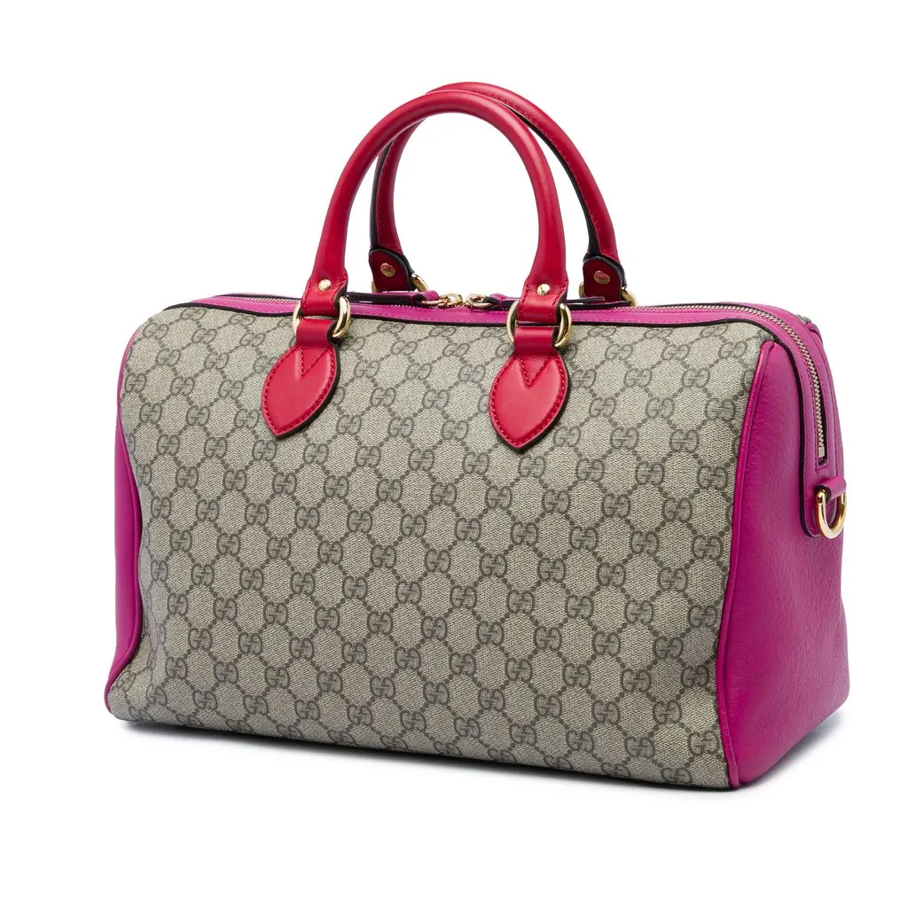Gucci Medium GG Supreme Satchel Beige Canvas Very good - Back View