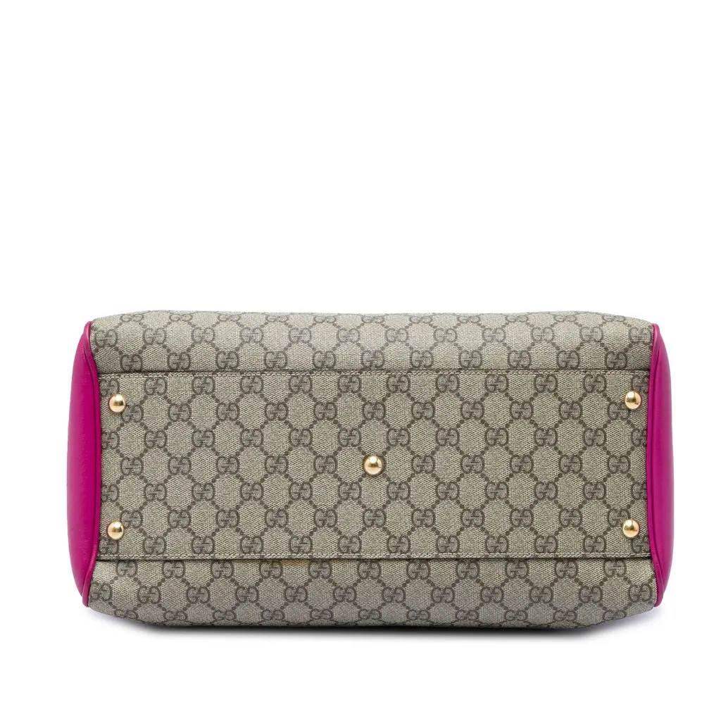 Gucci Medium GG Supreme Satchel Beige Canvas Very good - Inside View