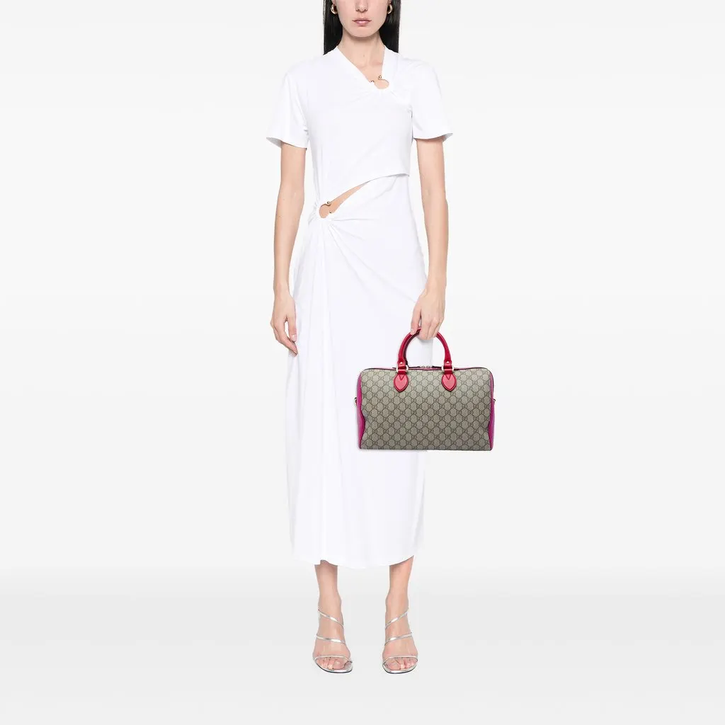 Gucci Medium GG Supreme Satchel Beige Canvas Very good - Box View