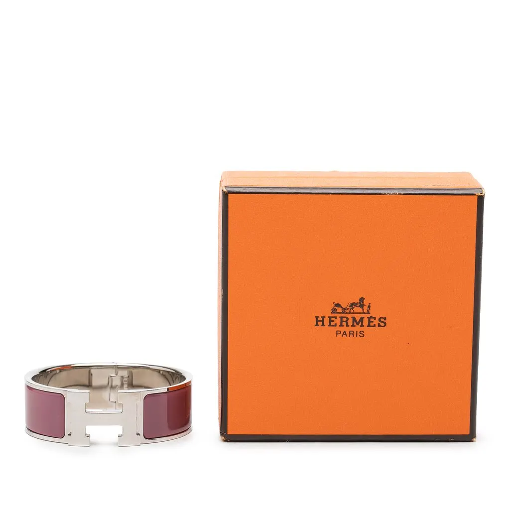 Hermès Wide Enamel Clic Clac H Bracelet PM Red Enamel Very good - Box View