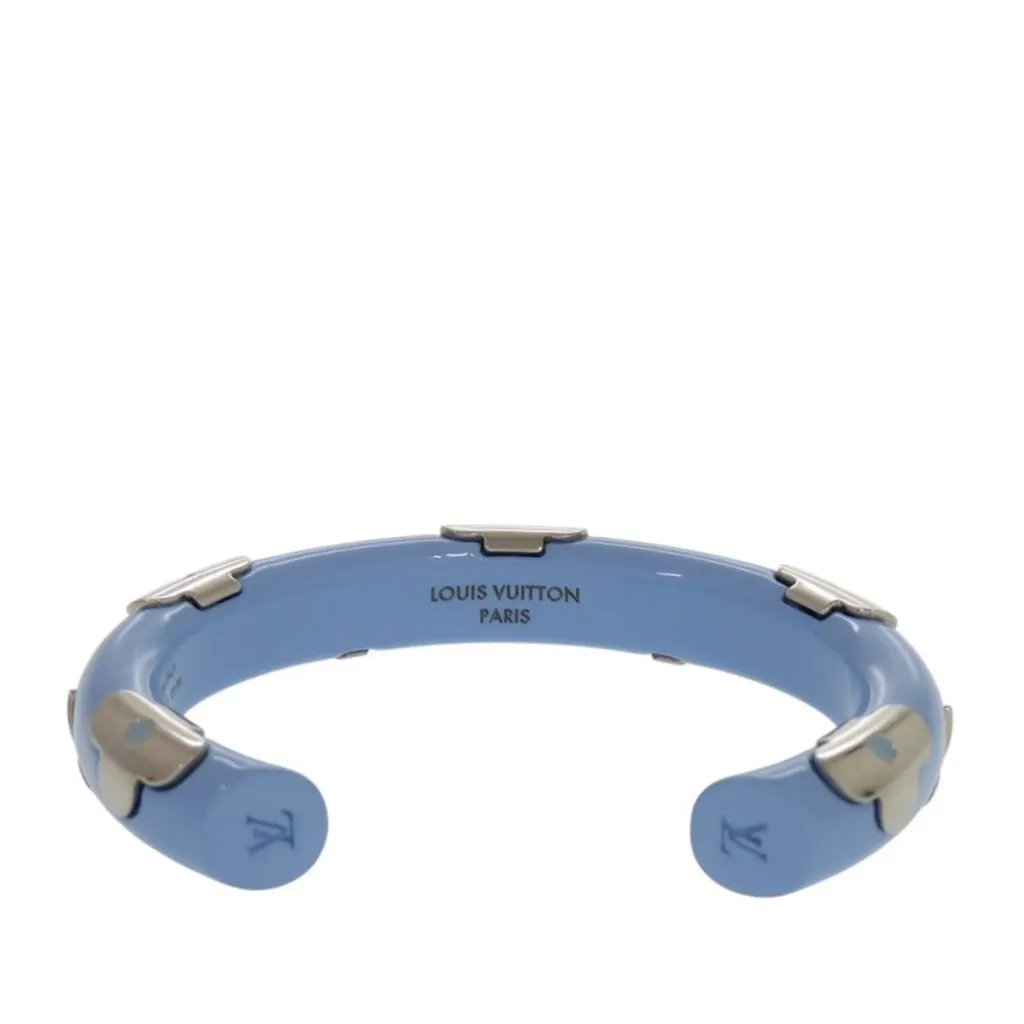 Louis Vuitton Resin and Brass Daily Monogram Cuff Bracelet Blue Plastic Very good - Model View