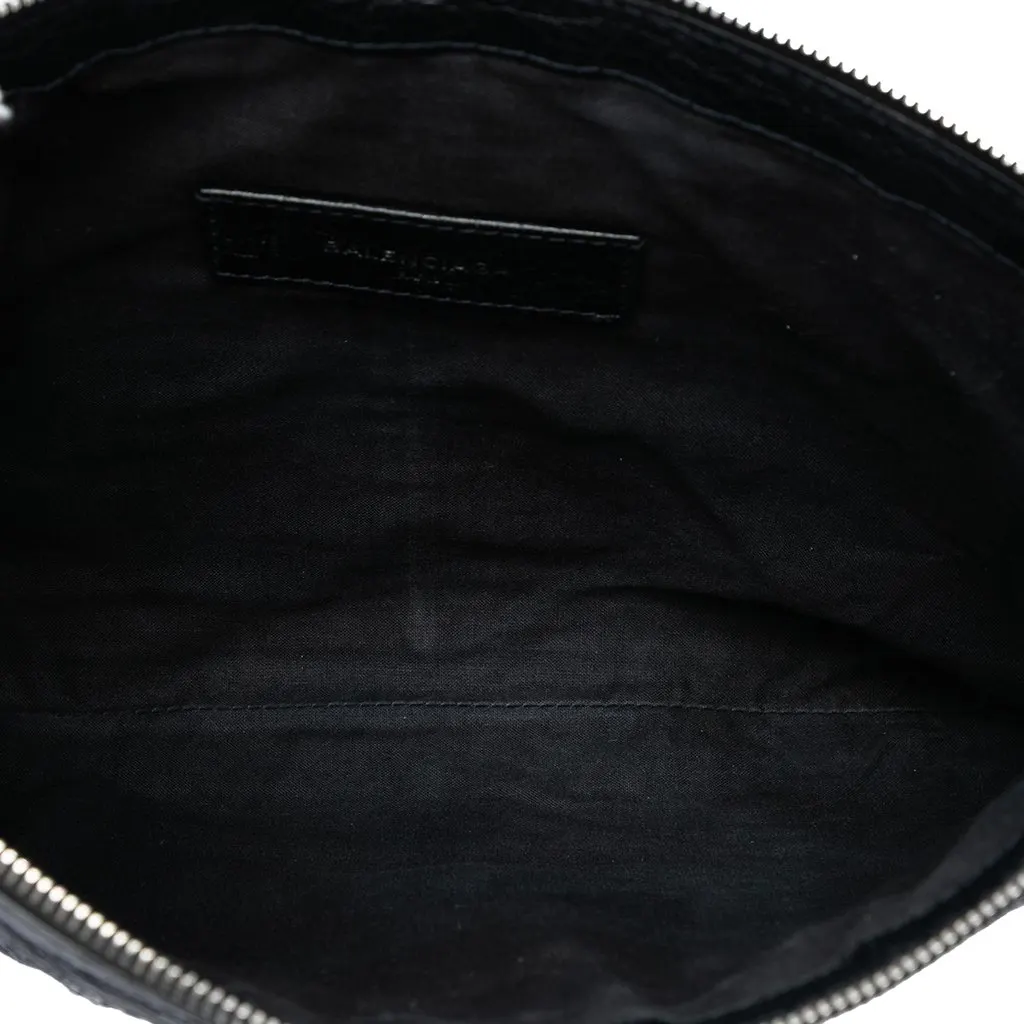 Balenciaga Lambskin Motocross Classic Clip Clutch M Black Leather Very good - Model View