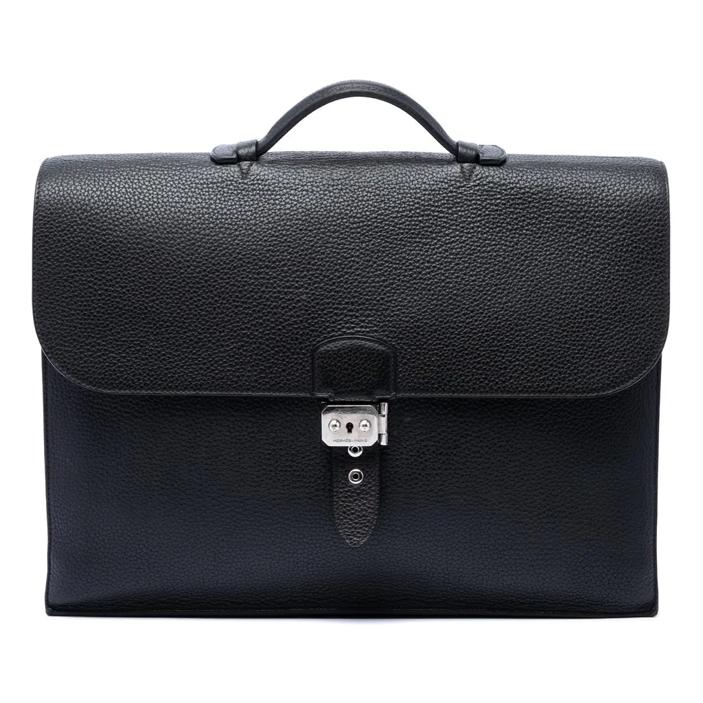 Hermès Togo Sac a Depeches 41 Black Leather Very good - Front View