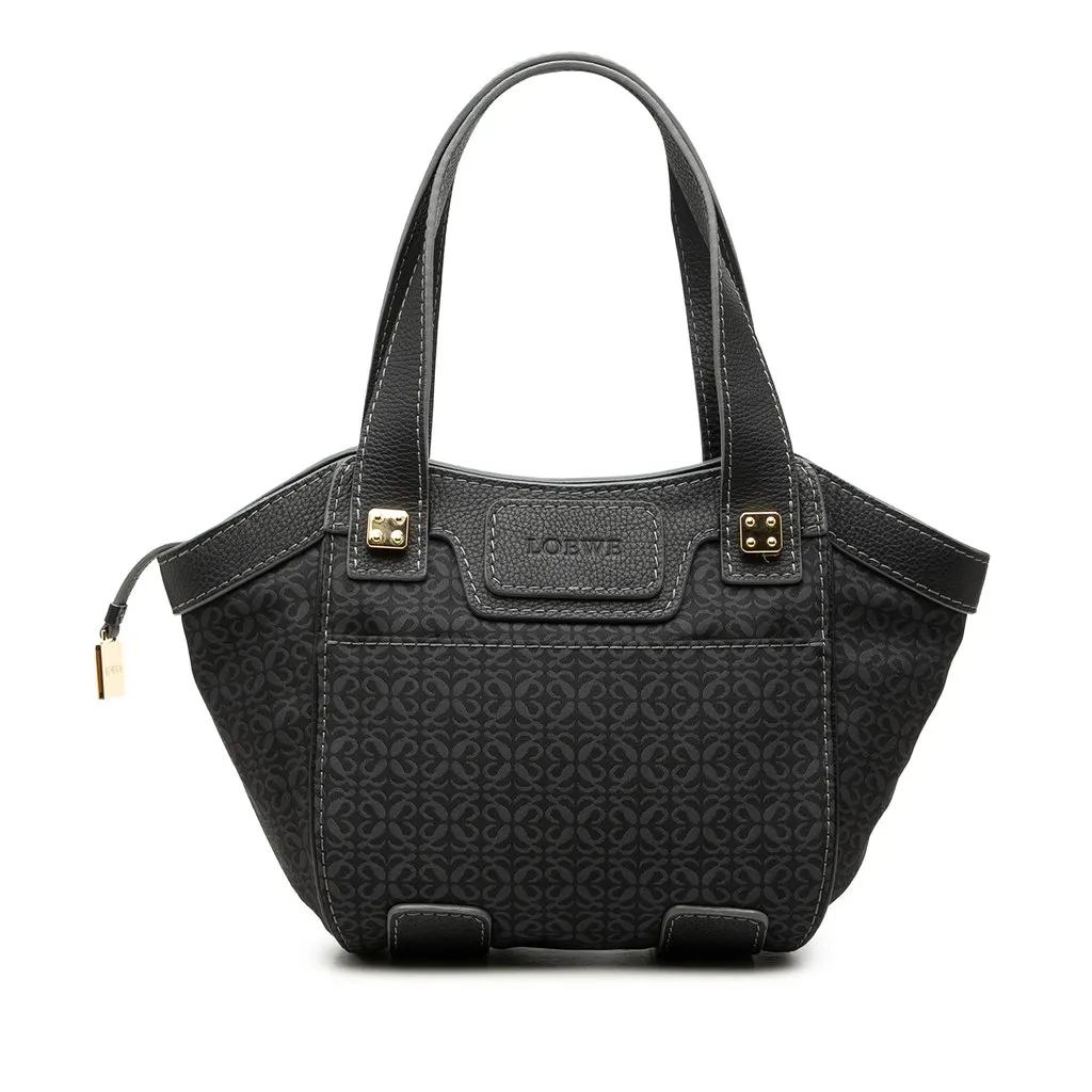 Loewe Anagram Canvas Tote Black Canvas Good - Front View