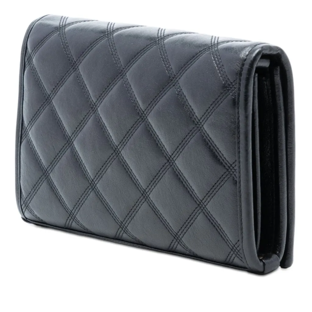 Saint Laurent Quilted Diamond Lambskin Becky Wallet on Chain Black Leather Very good - Back View
