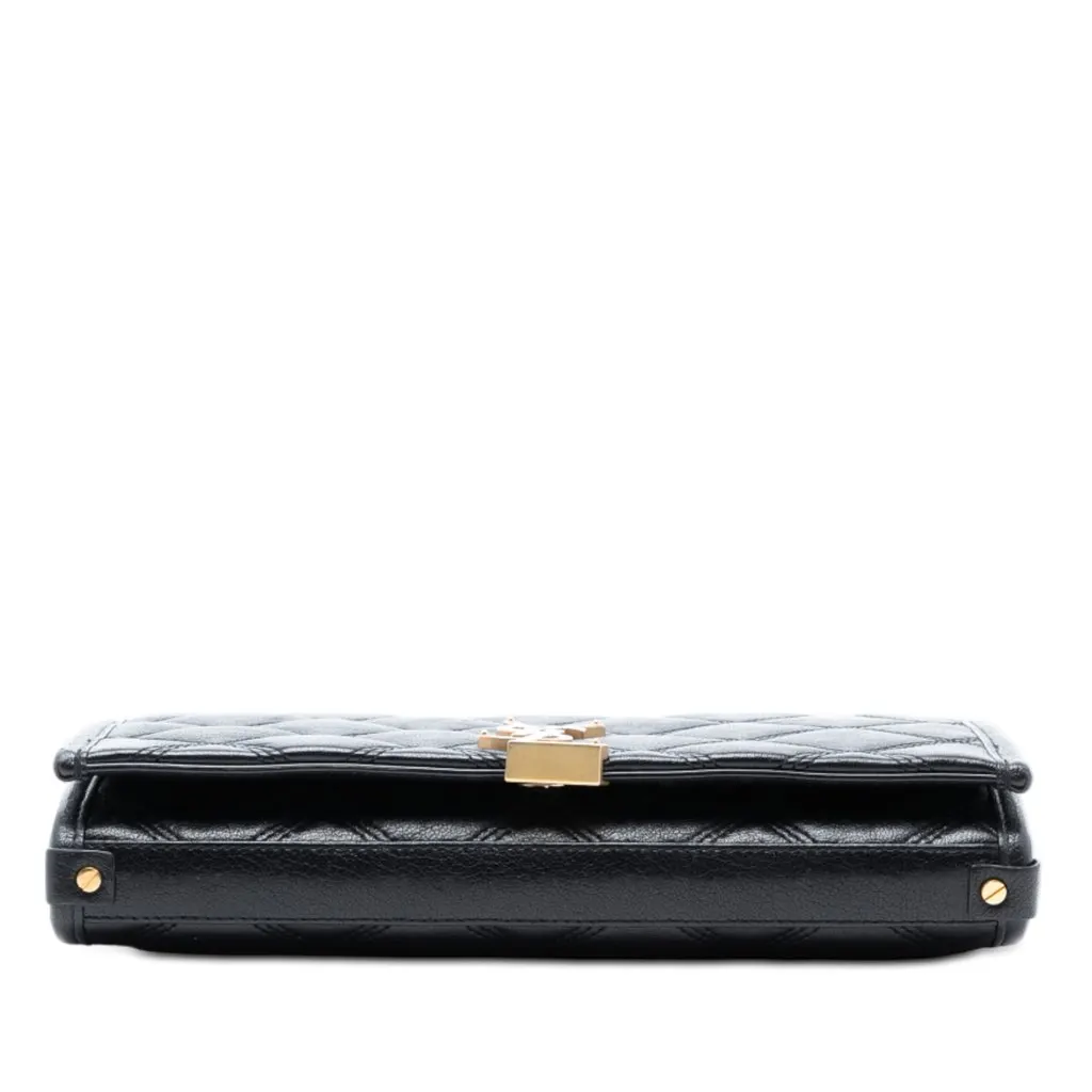 Saint Laurent Quilted Diamond Lambskin Becky Wallet on Chain Black Leather Very good - Inside View