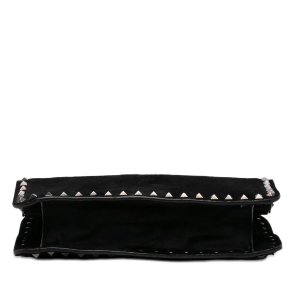 Valentino Pony Hair Rockstud Top Handle Bag Black Very good - Inside View