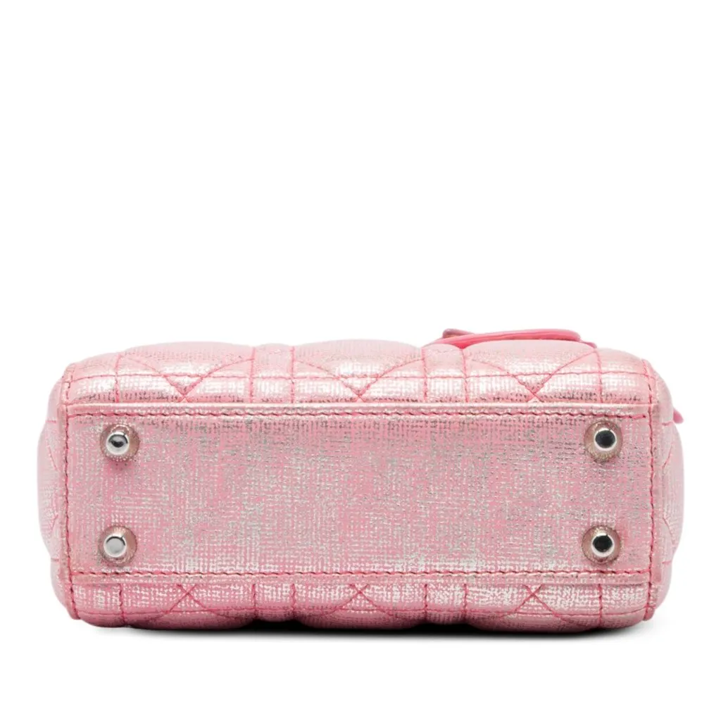 Dior Micro Metallic Iridescent Lambskin Cannage Lady Dior Pink Leather Very good - Inside View