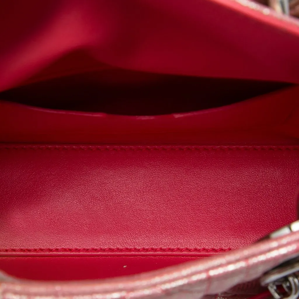Dior Micro Metallic Iridescent Lambskin Cannage Lady Dior Pink Leather Very good - Model View
