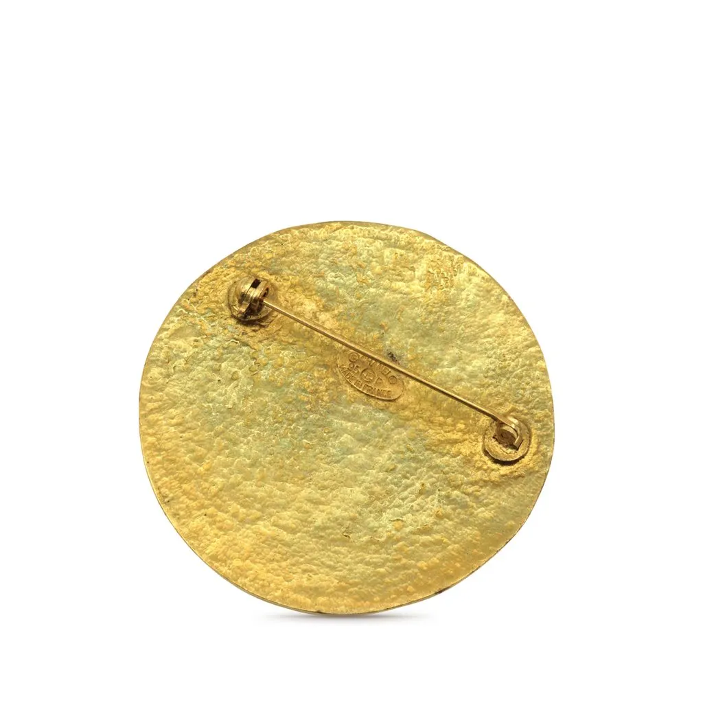 Chanel CC Gold Plated Medallion Brooch Gold Metal Very good - Back View