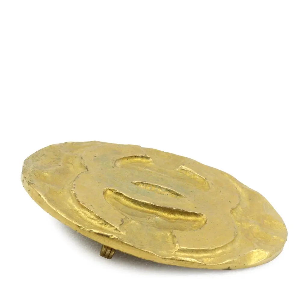Chanel CC Gold Plated Medallion Brooch Gold Metal Very good - Inside View