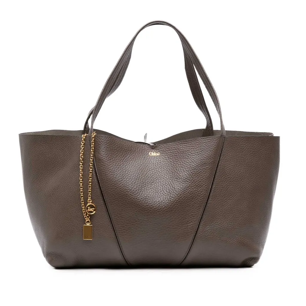 Chloé Grained Calfskin Spin East West Tote MultiColor Leather Good - Front View