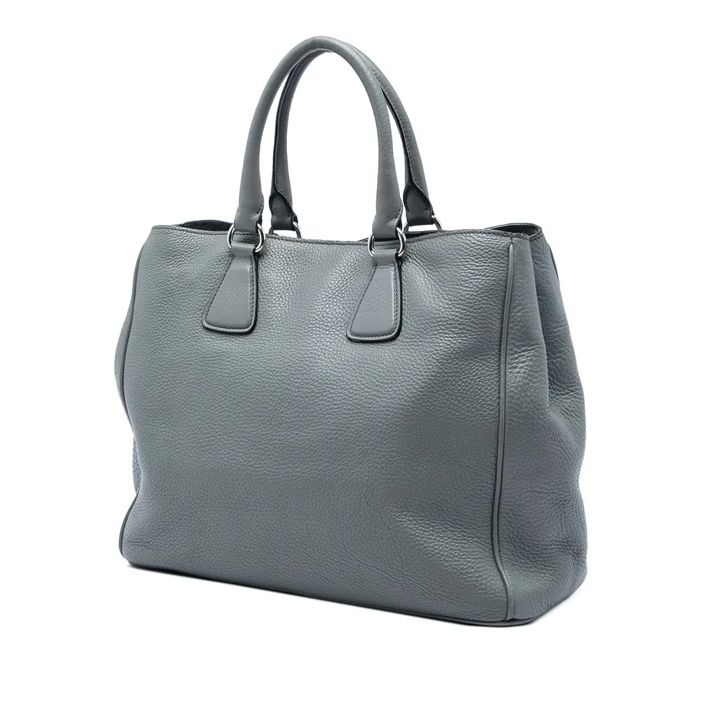 Prada Vitello Daino Open Convertible Tote Grey Leather Good - Back View
