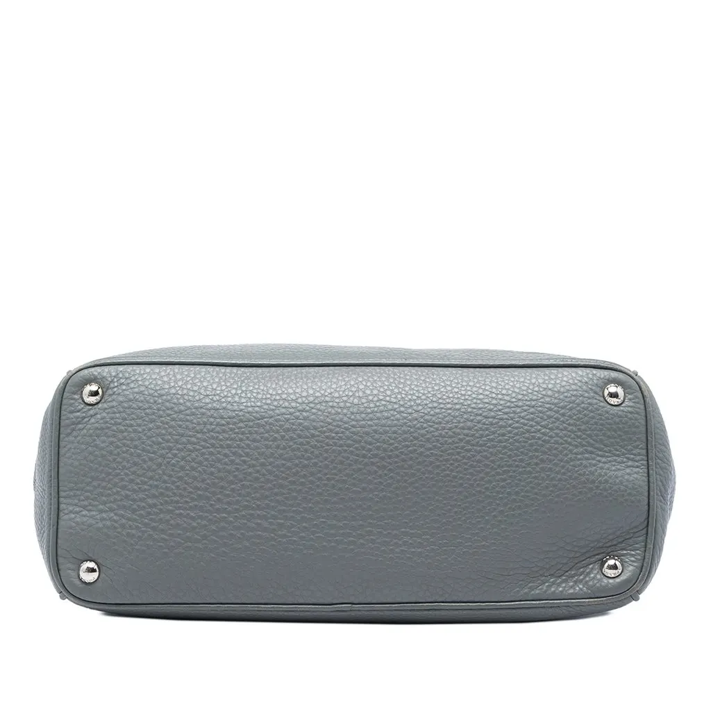 Prada Vitello Daino Open Convertible Tote Grey Leather Good - Inside View