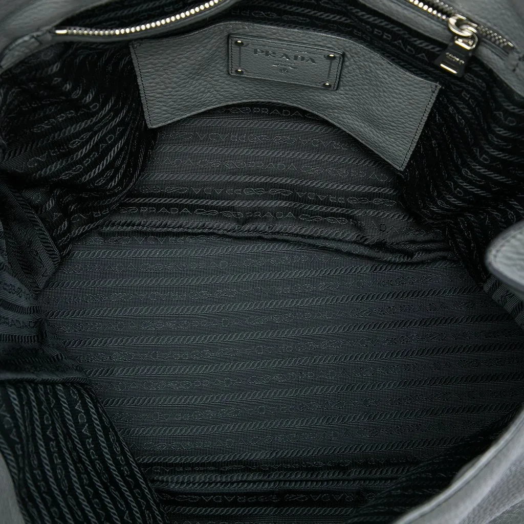 Prada Vitello Daino Open Convertible Tote Grey Leather Good - Model View